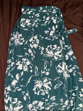 Teal Floral Slip Dress with White Blooms
